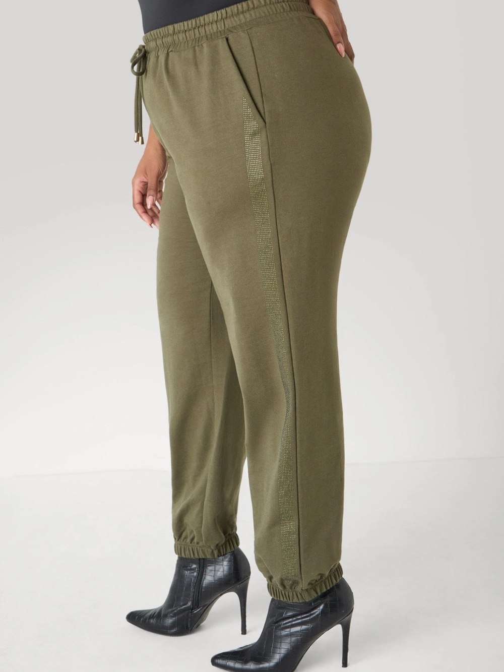 Ashley Stewart Olive Green Knit Jogger Set - Picture 3 of 5